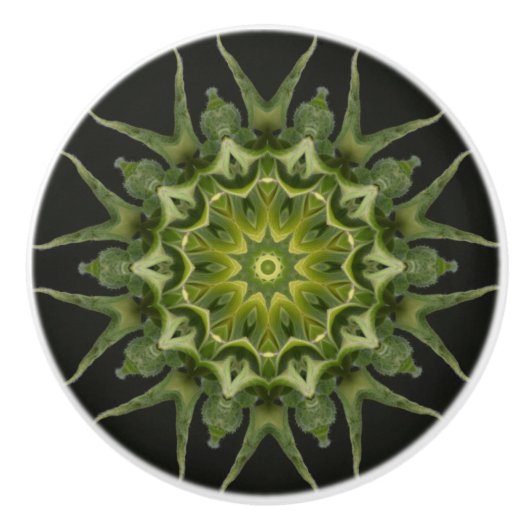 Kaleidoscope Sunflower Bud Keramische Knop (Voorkant)