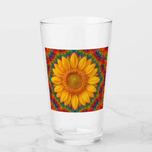 Kaleidoscope Sunflower  Glas (Voorkant)