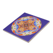 Kaleidoscope Tile in Blue and Gold Tegeltje (Zijkant)