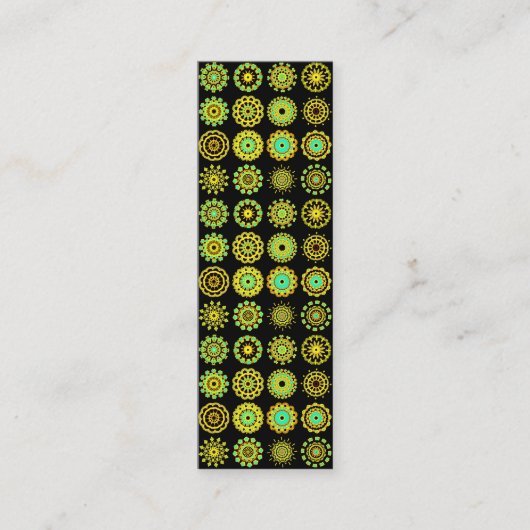 Kaleidoscopic 110714 - 16 Mandalas - on Black Mini Visitekaartje (Voorkant)