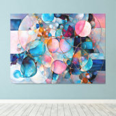 "Kaleidoscopic Cascade" Kleurrijke Abstracte Kunst Canvas Afdruk (Insitu (Houten vloer))