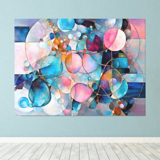 "Kaleidoscopic Cascade" Kleurrijke Abstracte Kunst Canvas Afdruk (Insitu (Houten vloer))
