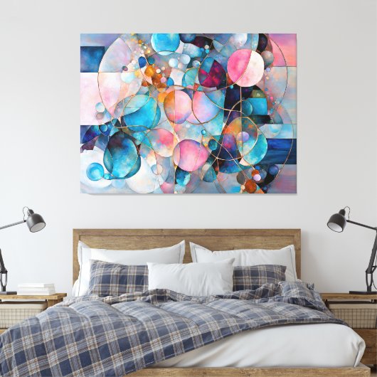 "Kaleidoscopic Cascade" Kleurrijke Abstracte Kunst Canvas Afdruk (Insitu (Slaapkamer))
