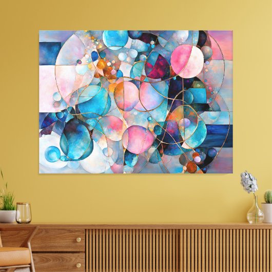 "Kaleidoscopic Cascade" Kleurrijke Abstracte Kunst Canvas Afdruk (Insitu (Woonkamer))