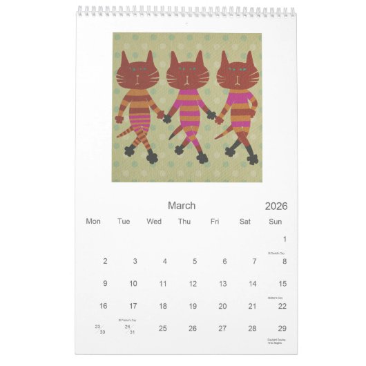 Kaleidoscopic Cat Calendar Kalender (Mar 2026)
