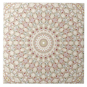 Kaleidoscopic Earthy Neutral Mandala Design Tegeltje