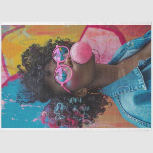 Kaleidoscopic Karen Blowing Bubble Gum Decoupage Tissuepapier (Voorkant)