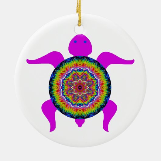 Kaleidoscopic Mandala Turtle Ornament.1 Keramisch Ornament (Achterkant)