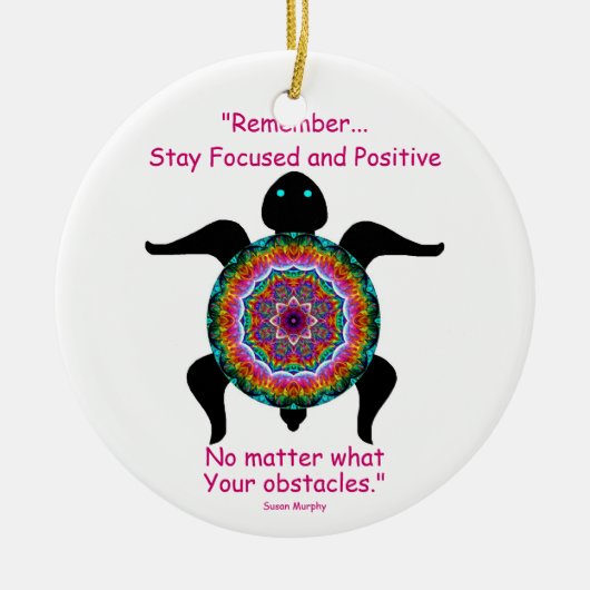 Kaleidoscopic Mandala Turtle Ornament.3 Keramisch Ornament (Voorkant)