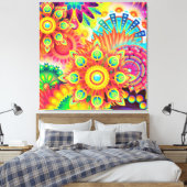 Kaleidoscopic Mandalas Kleurrijke Accent kussen Canvas Afdruk (Insitu (Slaapkamer))