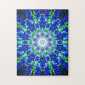 Kaleidoscopisch blauw en groen Mandala Legpuzzel (Verticaal)