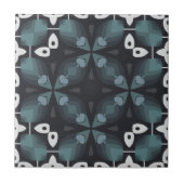 Kaleidoscopisch Blauw Grijs Zwart Abstract Patroon Tegeltje (Voorkant)