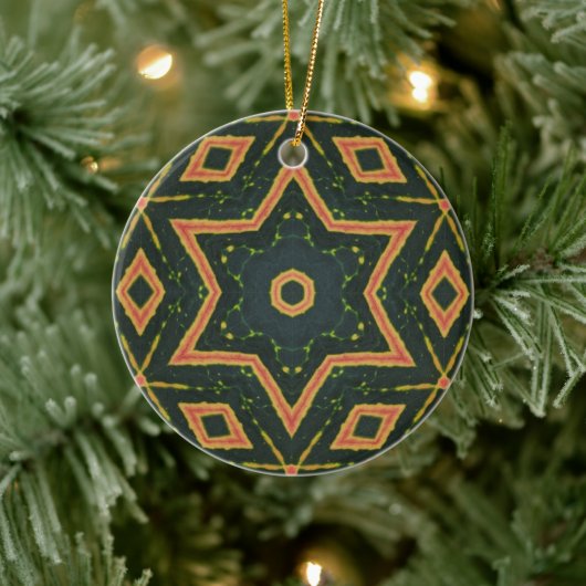 Kaleidoscopisch crotonblad - "Star2" Keramisch Ornament (Boom)