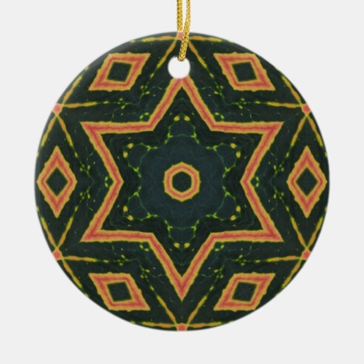 Kaleidoscopisch crotonblad - "Star2" Keramisch Ornament (Voorkant)