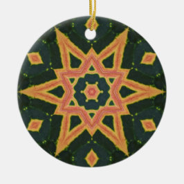 Kaleidoscopisch crotonblad - "ster" keramisch ornament