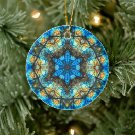 Kaleidoscopisch labradoriet "Glas in lood" Keramisch Ornament