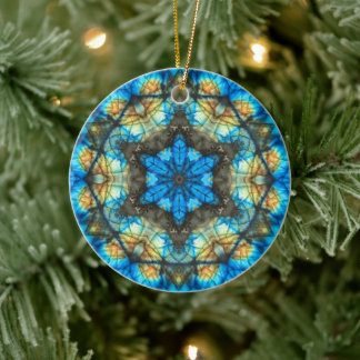Kaleidoscopisch labradoriet "Glas in lood" Keramisch Ornament