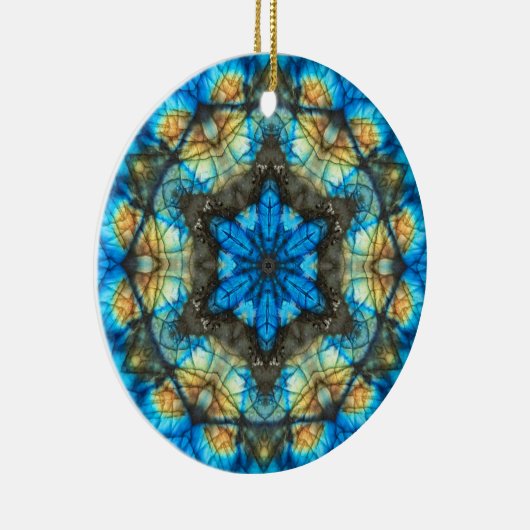 Kaleidoscopisch labradoriet "Glas in lood" Keramisch Ornament (Rechts)