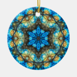 Kaleidoscopisch labradoriet "Glas in lood" Keramisch Ornament