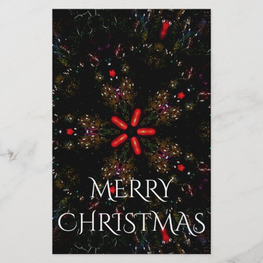 Kaleidoscopisch langwerpig ontwerp rood zwart-wit briefpapier (Voorkant)