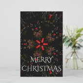 Kaleidoscopisch langwerpig ontwerp rood zwart-wit briefpapier (Staand voorkant)