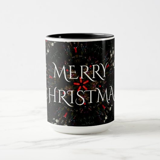 Kaleidoscopisch langwerpig ontwerp rood zwart-wit mok (Midden)