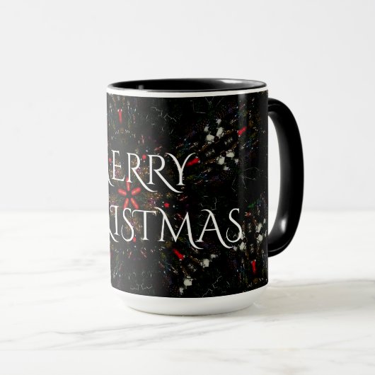 Kaleidoscopisch langwerpig ontwerp rood zwart-wit mok (Voorkant rechts)