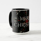 Kaleidoscopisch langwerpig ontwerp rood zwart-wit mok (Voorkant links)