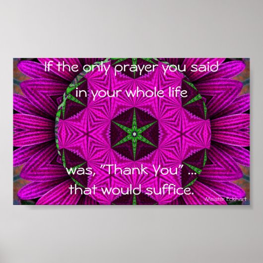 Kaleidoscopisch Mandala "Dank u" Poster (Voorkant)