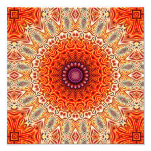 Kaleidoscopisch Oranje en wit ontwerp Foto Afdruk