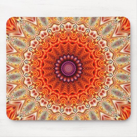 Kaleidoscopisch Oranje en wit ontwerp Muismat (Voorkant)