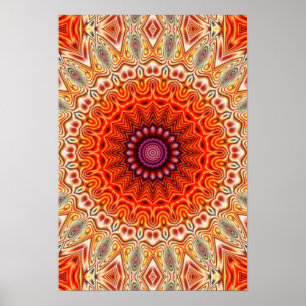 Kaleidoscopisch Oranje en wit ontwerp Poster