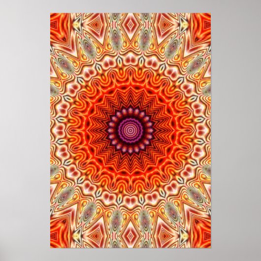 Kaleidoscopisch Oranje en wit ontwerp Poster (Voorkant)