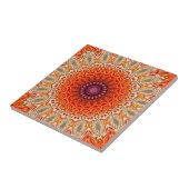 Kaleidoscopisch Oranje en wit ontwerp Tegeltje (Zijkant)