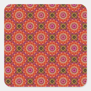 Kaleidoscopisch patroon in rood vierkante sticker