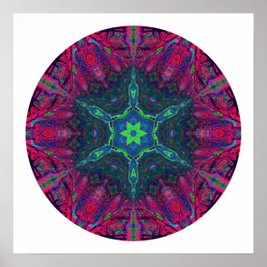 Kaleidoscopisch Snowflake Mandala 2 Poster (Voorkant)