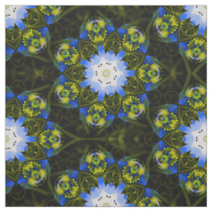 Kaleidoscopische Baby Blauwe Ogen Lente Bloemen Stof
