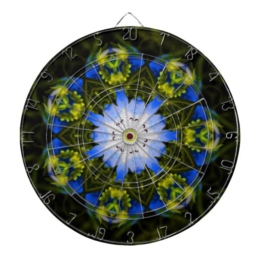 Kaleidoscopische babyblauwe oyes Spring Flowers Dartbord (Voorkant)