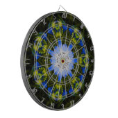 Kaleidoscopische babyblauwe oyes Spring Flowers Dartbord (Voorkant Links)