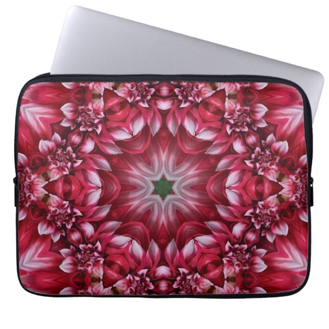 Kaleidoscopische Crimson Dahlia Laptop Sleeve (Voorkant)