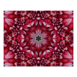 Kaleidoscopische Crimson Dahlia Perfect Poster