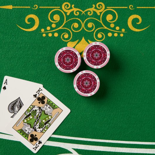 Kaleidoscopische Crimson Dahlia Poker Chips (Pokertafel (Stack))