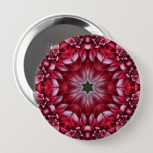 Kaleidoscopische Crimson Dahlia Ronde Button 4,0 Cm (Voorkant /achterkant)
