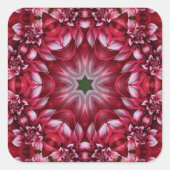 Kaleidoscopische Crimson Dahlia Vierkante Sticker (Voorkant)