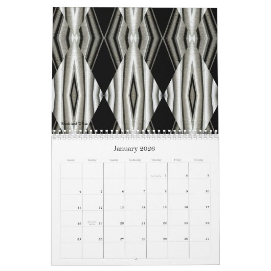 Kaleidoscopische fractals, een kalender 2026 (Jan 2026)