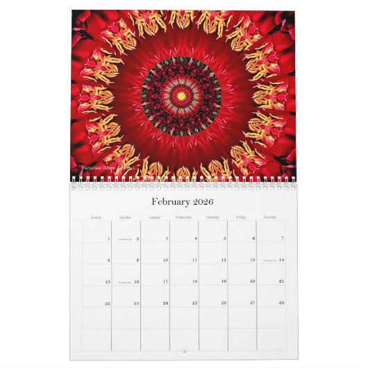 Kaleidoscopische fractals, een kalender 2026 (Feb 2026)