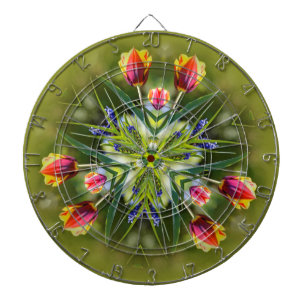Kaleidoscopische gekleurde Paars- en goudtulpen Dartbord