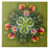 Kaleidoscopische gekleurde Paars- en goudtulpen Tegeltje (Voorkant)
