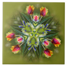 Kaleidoscopische gekleurde Paars- en goudtulpen