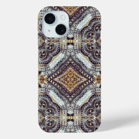 Kaleidoscopische grijze gouden medaillon steampunk Case-Mate iPhone case (Achterkant)